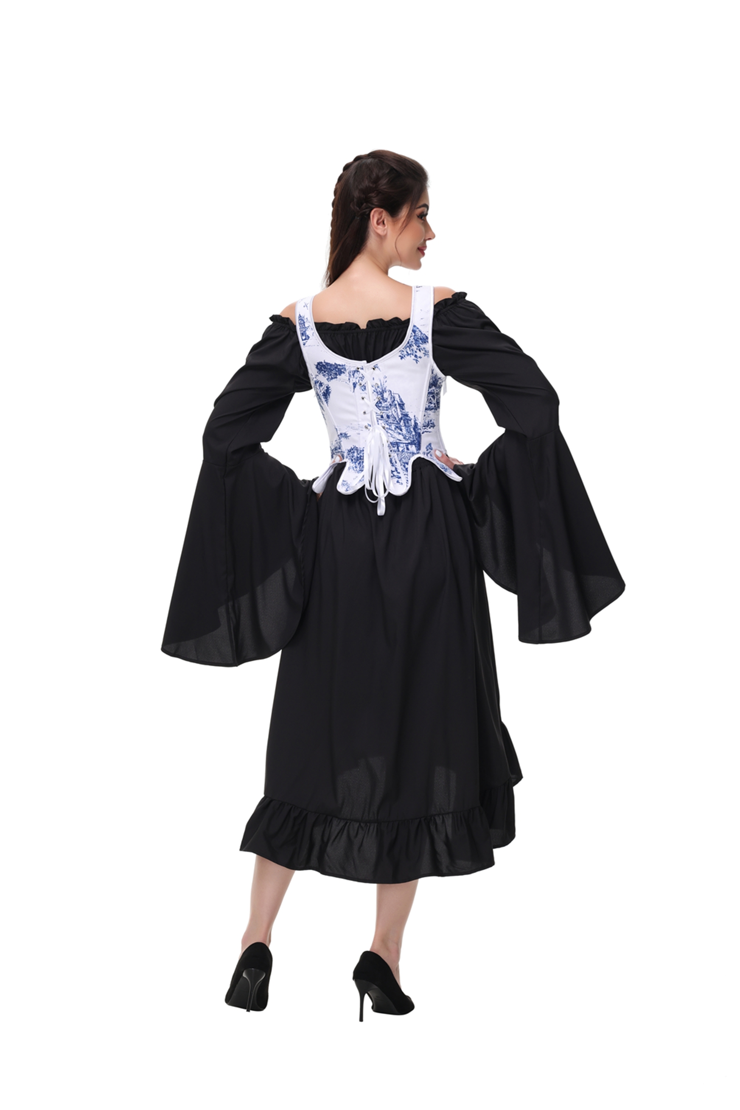 Fairy Cottagecore Corset Victorian Lace-up Irregular Hem Vest